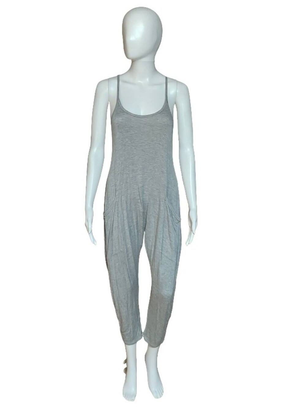 Antistar Heather Gray Racer Back Baggy Boho Jumpsuit